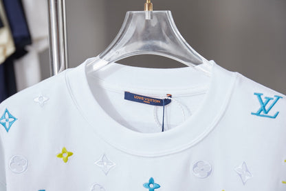 260113 New high-quality color-block embroidered T-shirt