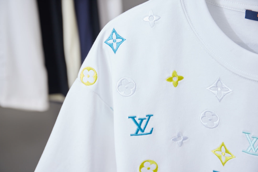 260113 New high-quality color-block embroidered T-shirt