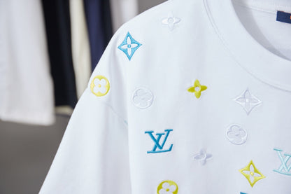 260113 New high-quality color-block embroidered T-shirt
