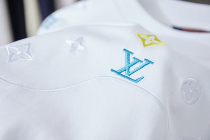 260113 New high-quality color-block embroidered T-shirt