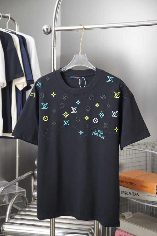 260113 New high-quality color-block embroidered T-shirt