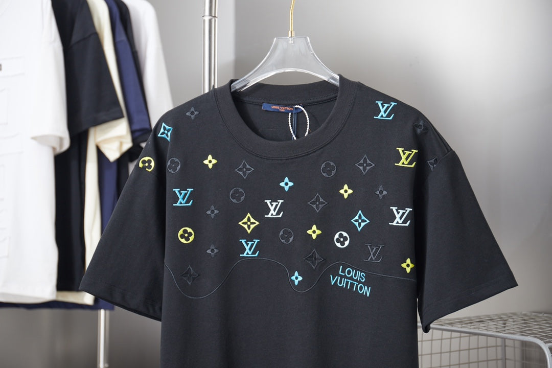 260113 New high-quality color-block embroidered T-shirt