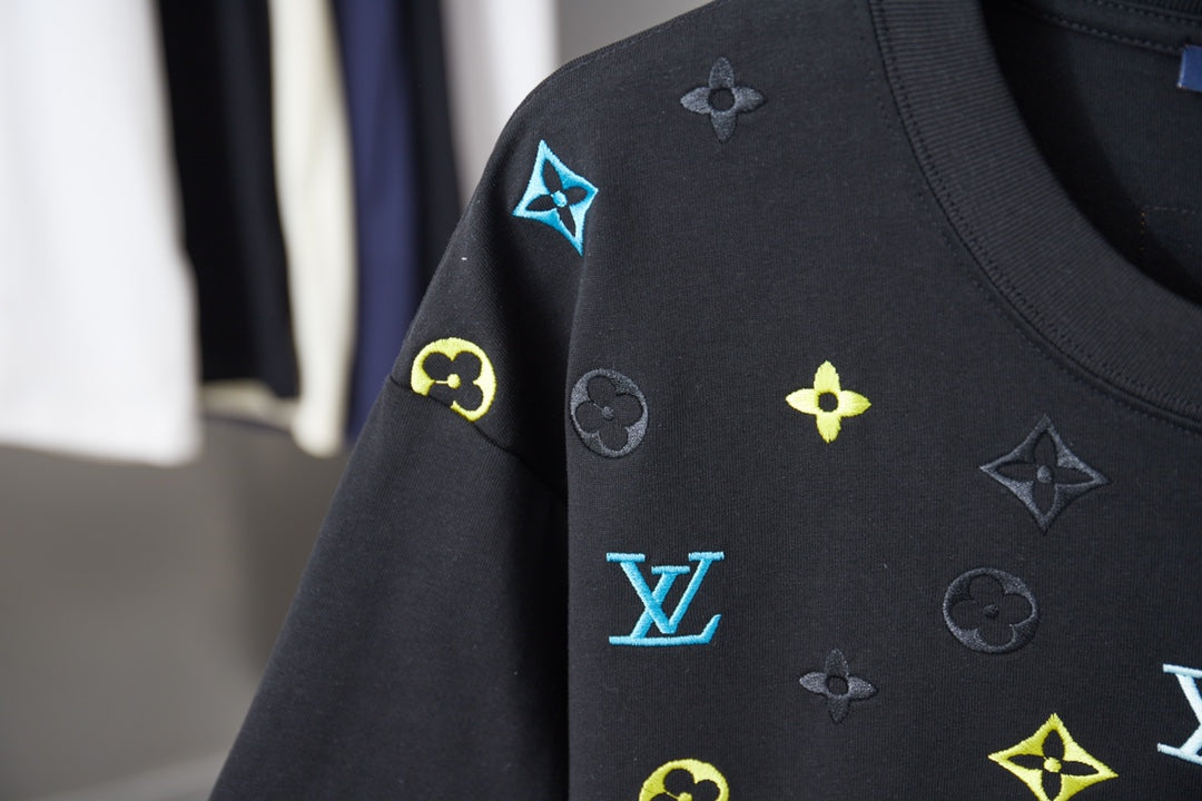 260113 New high-quality color-block embroidered T-shirt