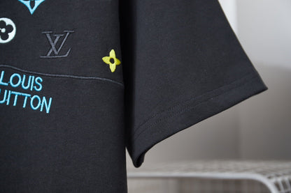 260113 New high-quality color-block embroidered T-shirt