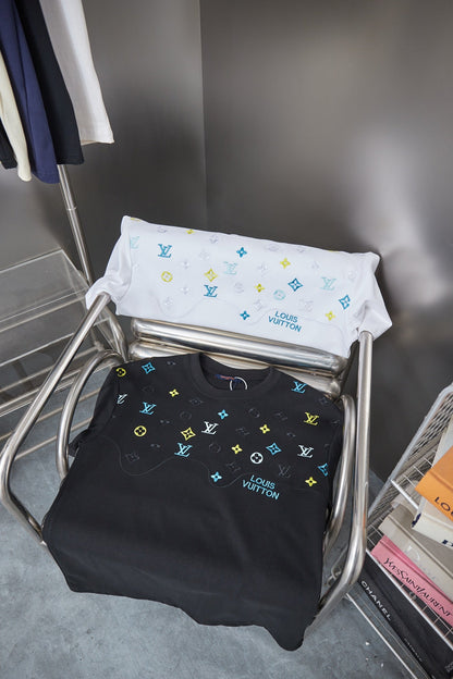 260113 New high-quality color-block embroidered T-shirt