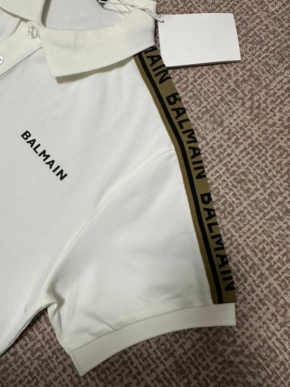 260113 New high-quality classic logo woven tape patchwork polo