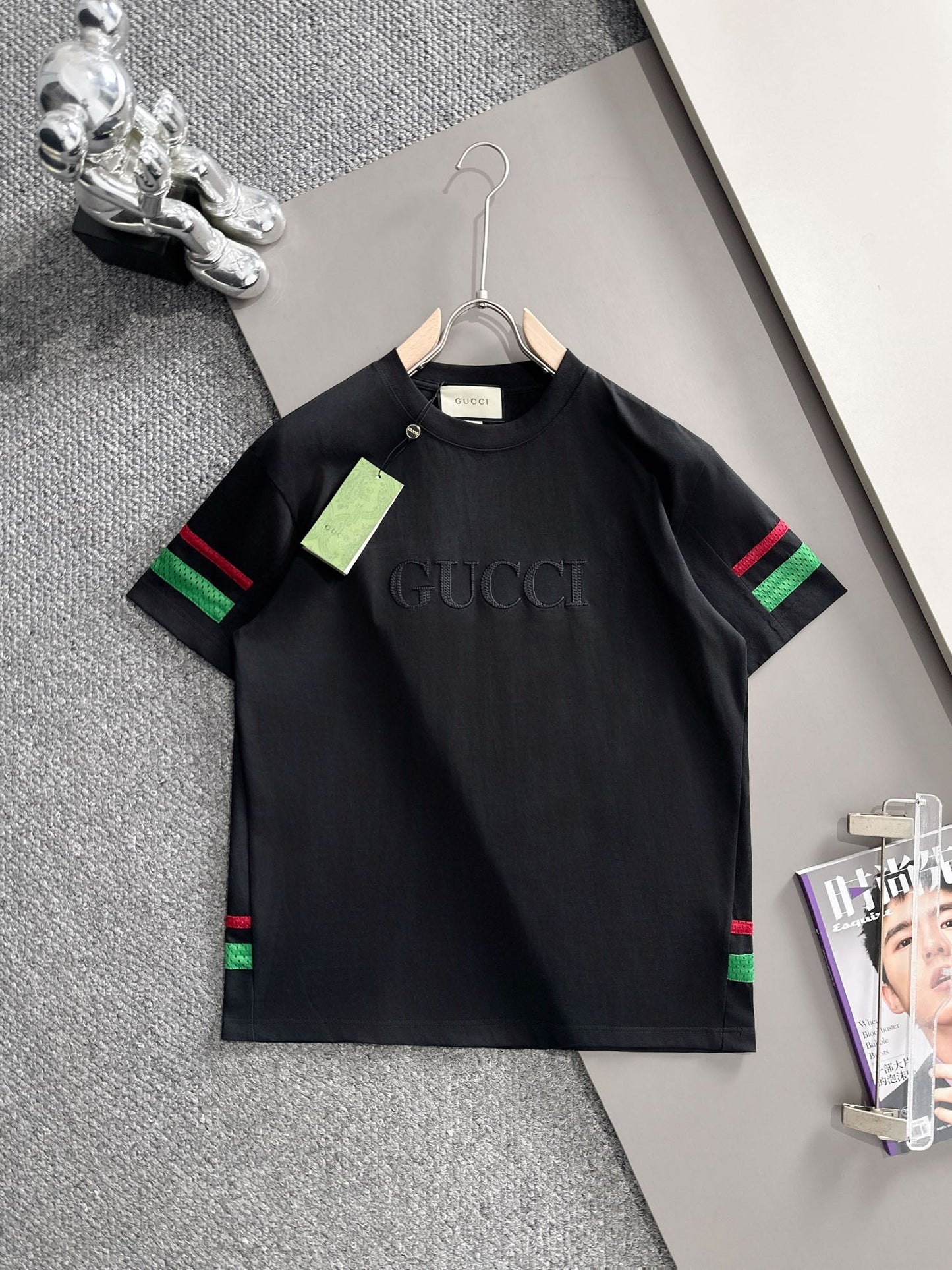 260113 New high-quality embroidered lace patchwork T-shirt