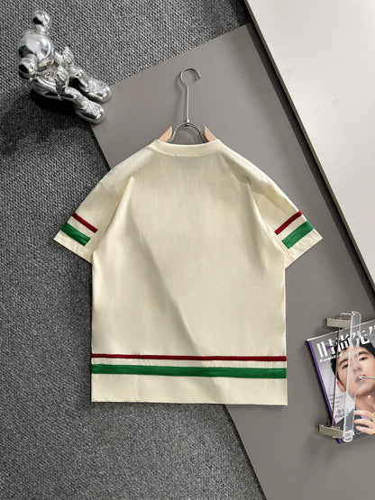 260113 New high-quality embroidered lace patchwork T-shirt