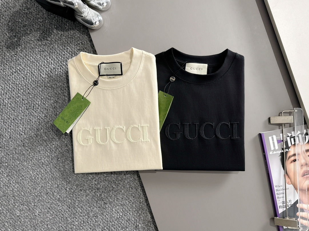 260113 New high-quality embroidered lace patchwork T-shirt