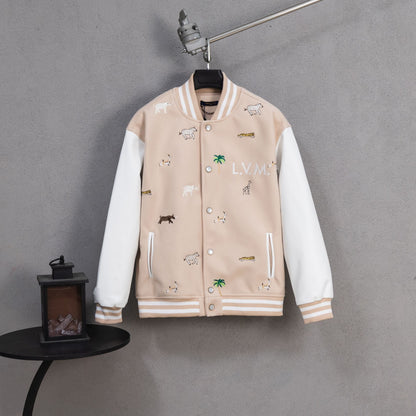 260113 New high-quality animal embroidery baseball jacket