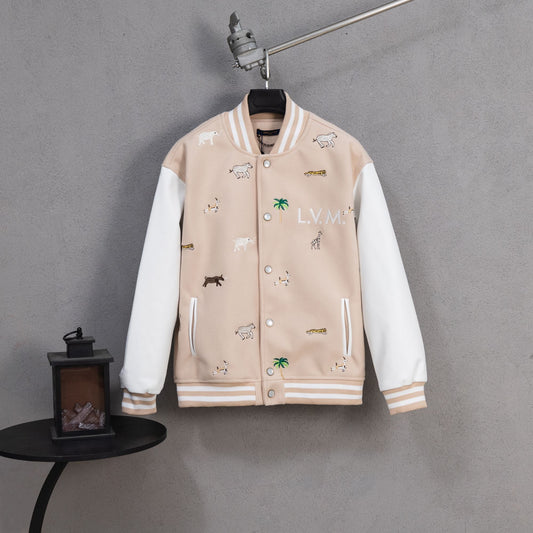 260113 New high-quality animal embroidery baseball jacket