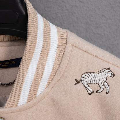 260113 New high-quality animal embroidery baseball jacket