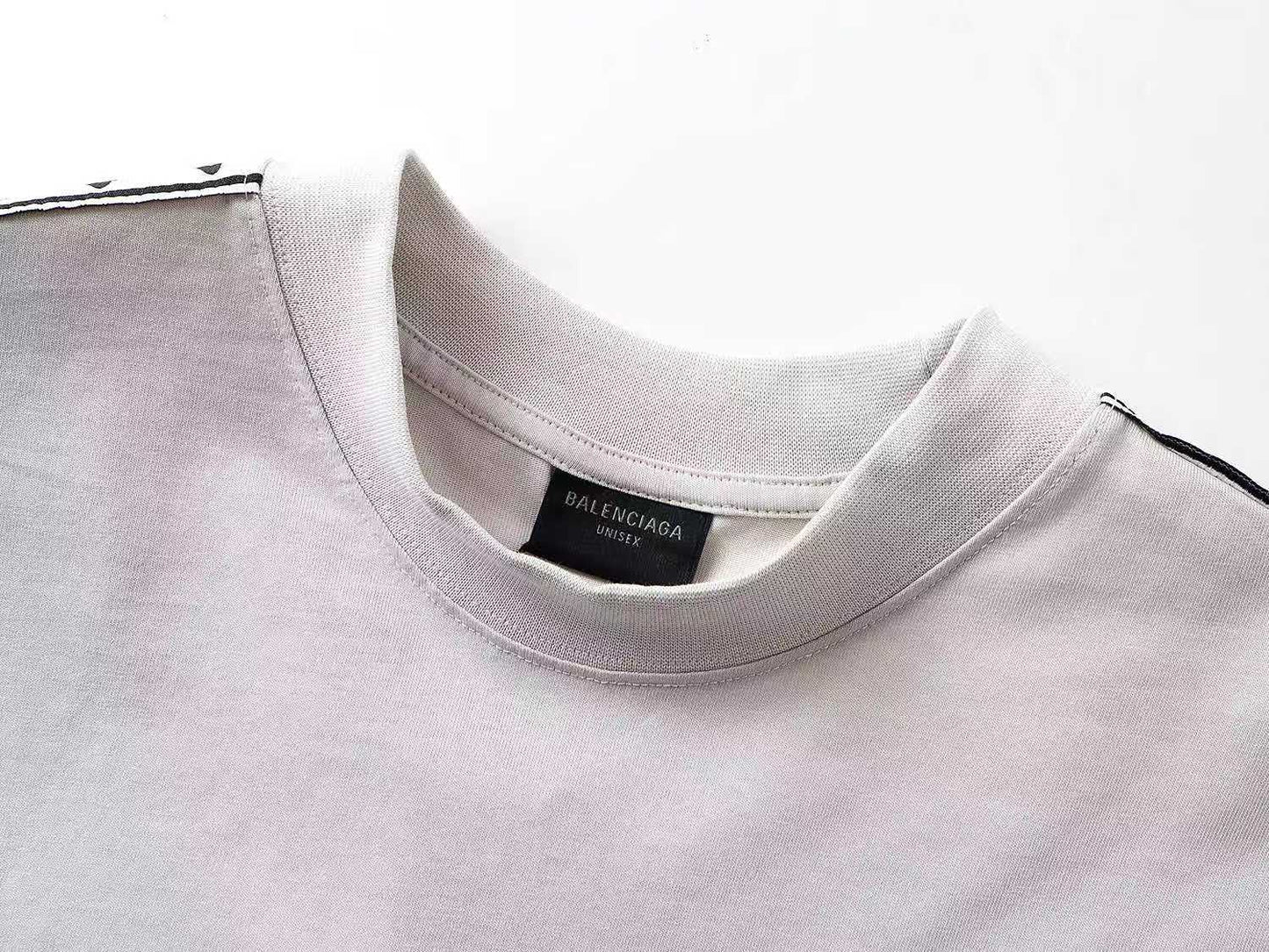 260113 New high-quality striped woven fabric washed snowflake T-shirt