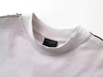 260113 New high-quality striped woven fabric washed snowflake T-shirt