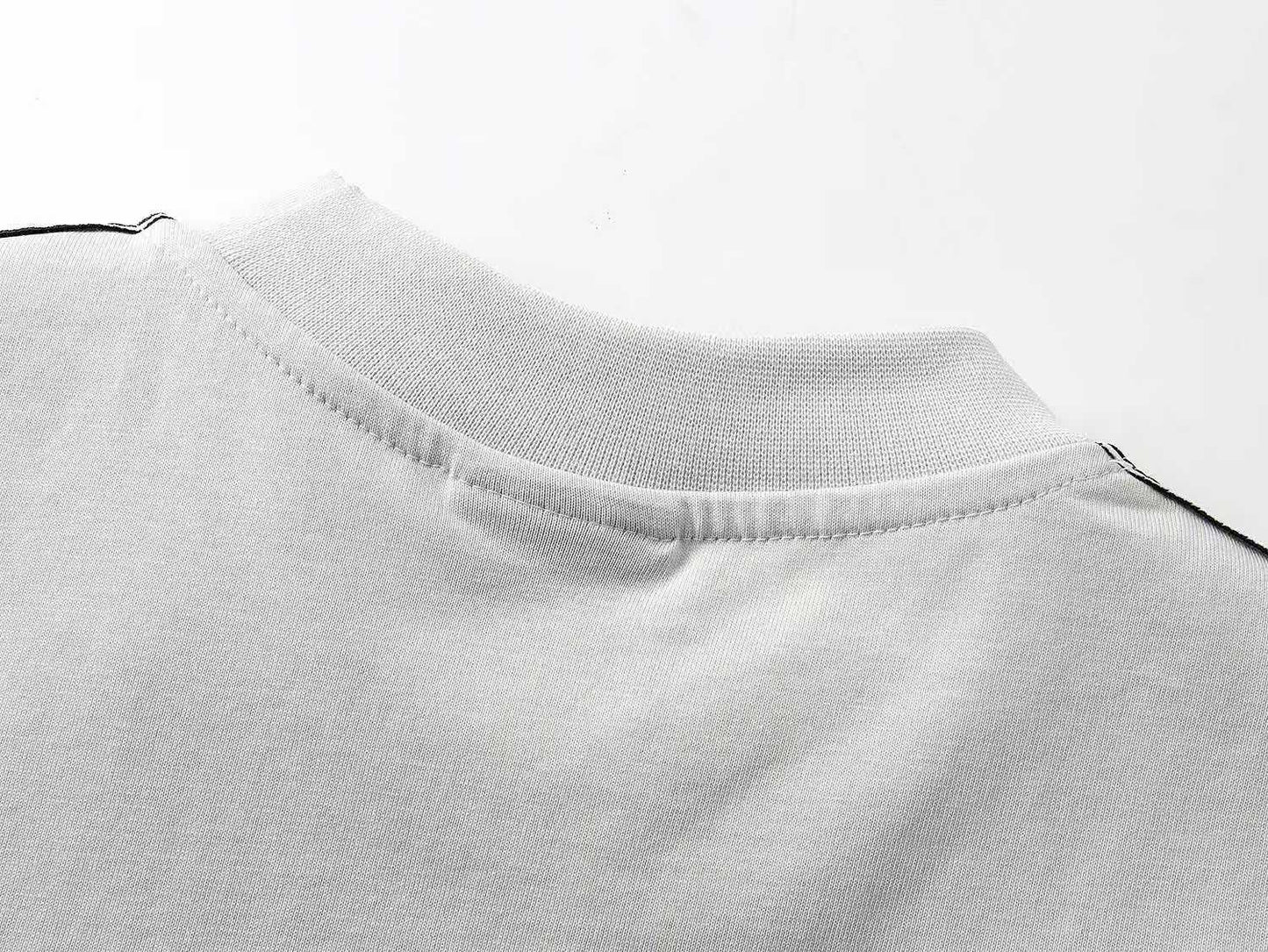 260113 New high-quality striped woven fabric washed snowflake T-shirt