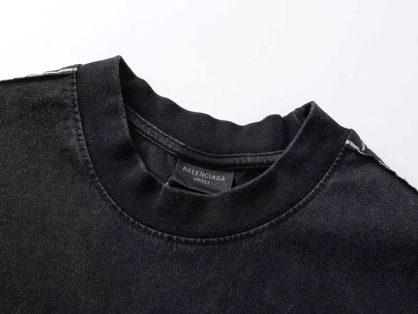 260113 New high-quality striped woven fabric washed snowflake T-shirt