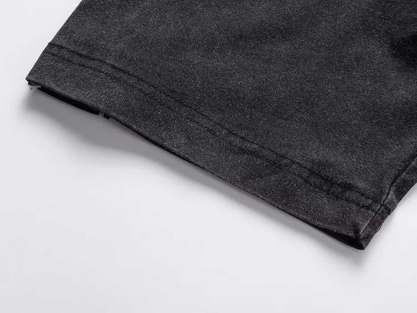 260113 New high-quality striped woven fabric washed snowflake T-shirt