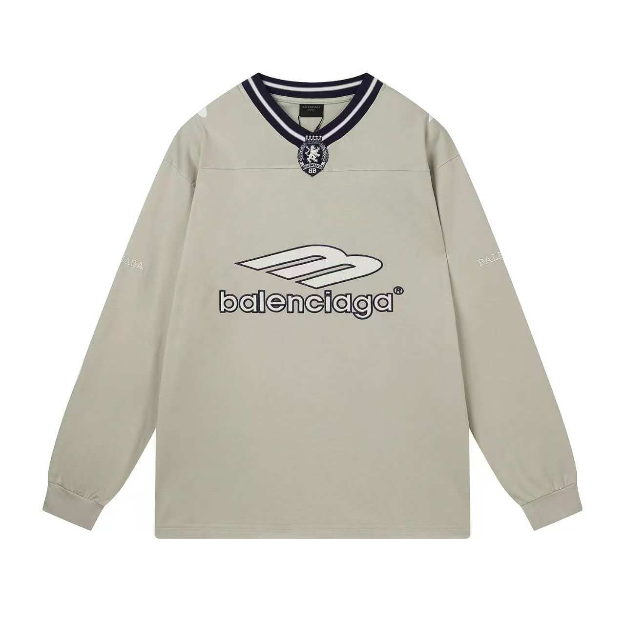 260113 New high-quality heavy-duty V-neck direct-injection printed long-sleeve shirt