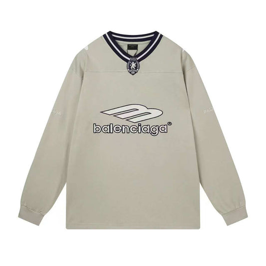 260113 New high-quality heavy-duty V-neck direct-injection printed long-sleeve shirt