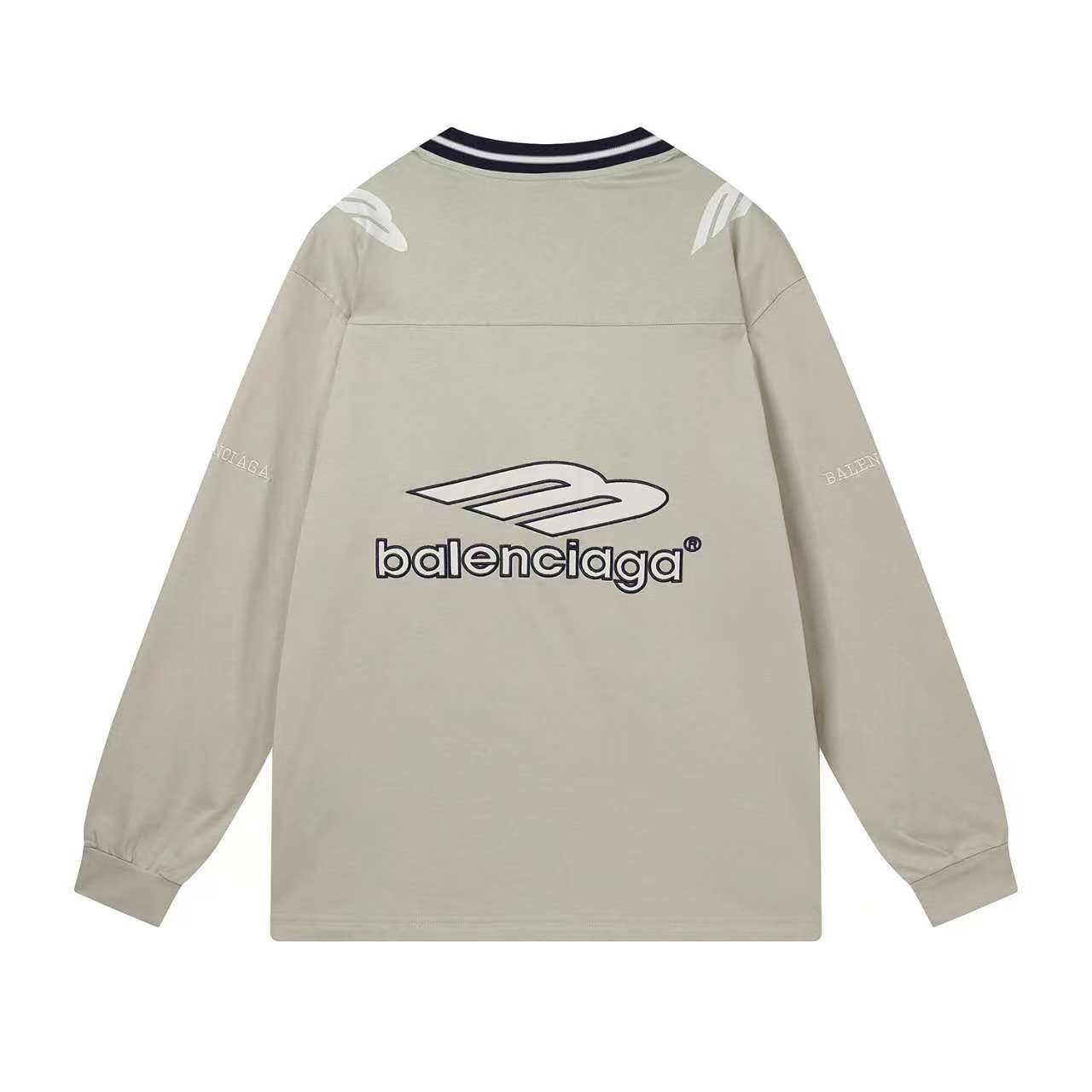 260113 New high-quality heavy-duty V-neck direct-injection printed long-sleeve shirt