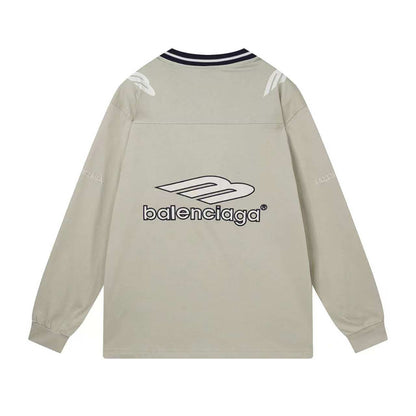 260113 New high-quality heavy-duty V-neck direct-injection printed long-sleeve shirt