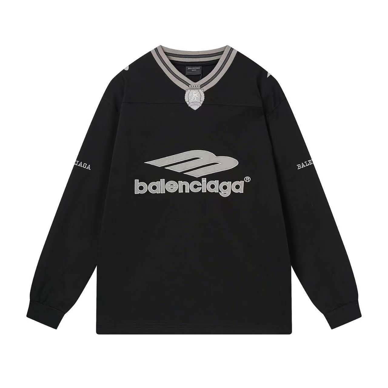 260113 New high-quality heavy-duty V-neck direct-injection printed long-sleeve shirt