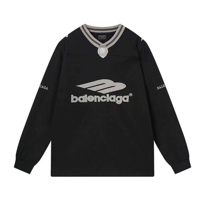 260113 New high-quality heavy-duty V-neck direct-injection printed long-sleeve shirt