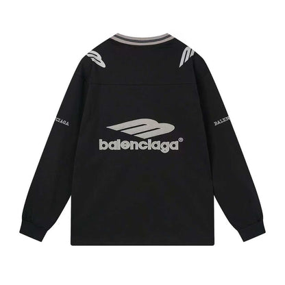 260113 New high-quality heavy-duty V-neck direct-injection printed long-sleeve shirt