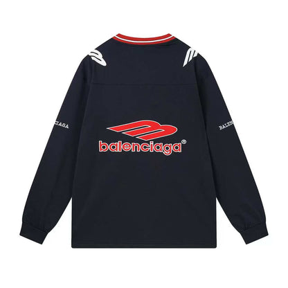 260113 New high-quality heavy-duty V-neck direct-injection printed long-sleeve shirt