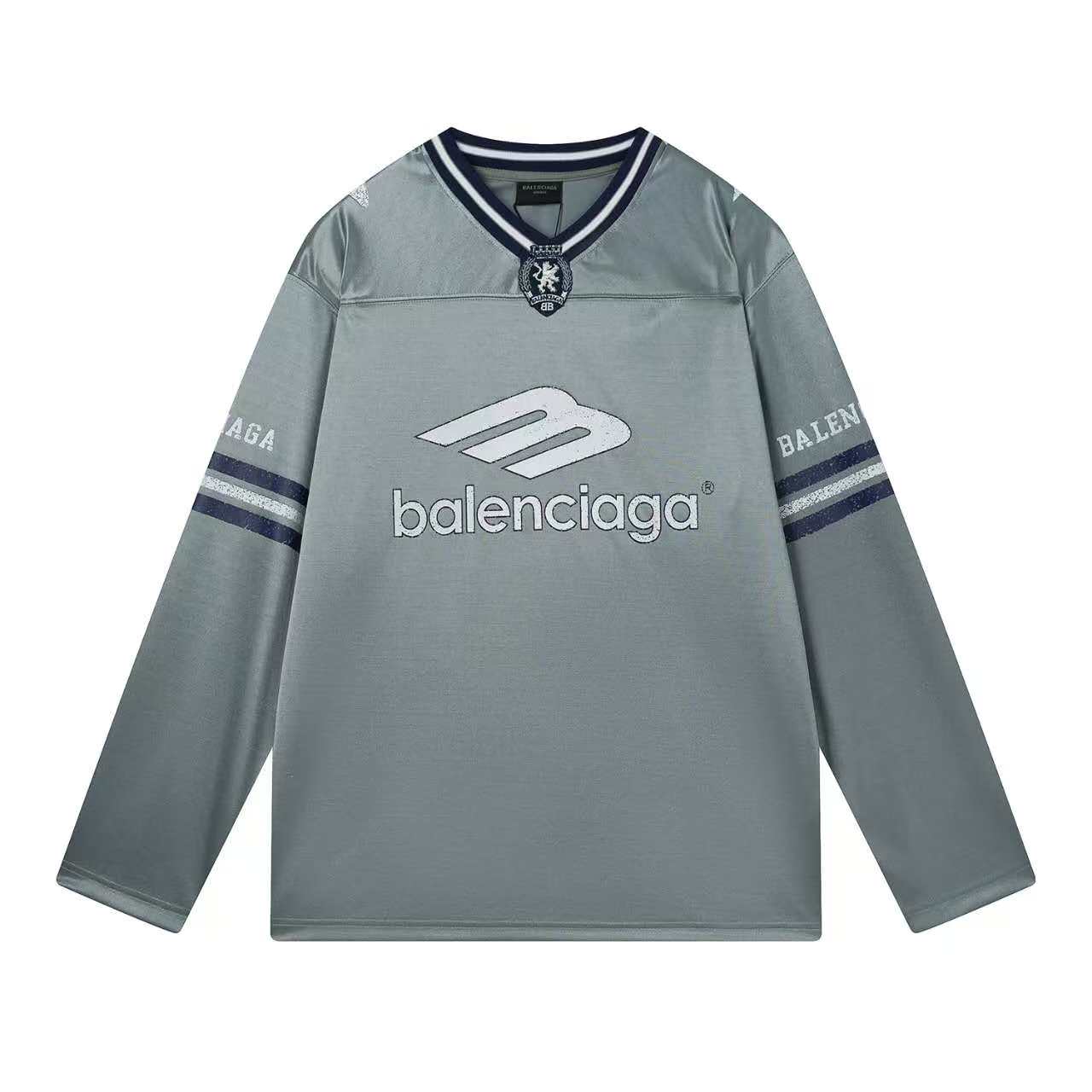 260113 New high-quality heavy-duty V-neck direct-injection printed long-sleeve shirt