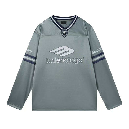 260113 New high-quality heavy-duty V-neck direct-injection printed long-sleeve shirt