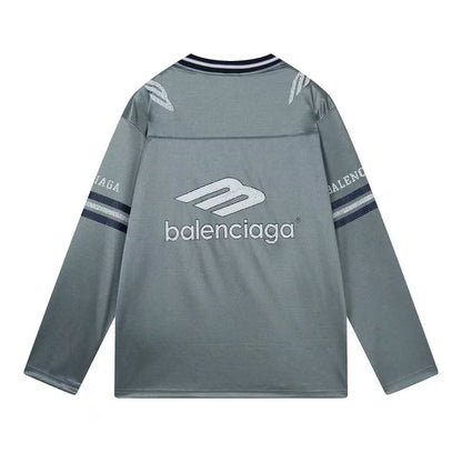 260113 New high-quality heavy-duty V-neck direct-injection printed long-sleeve shirt