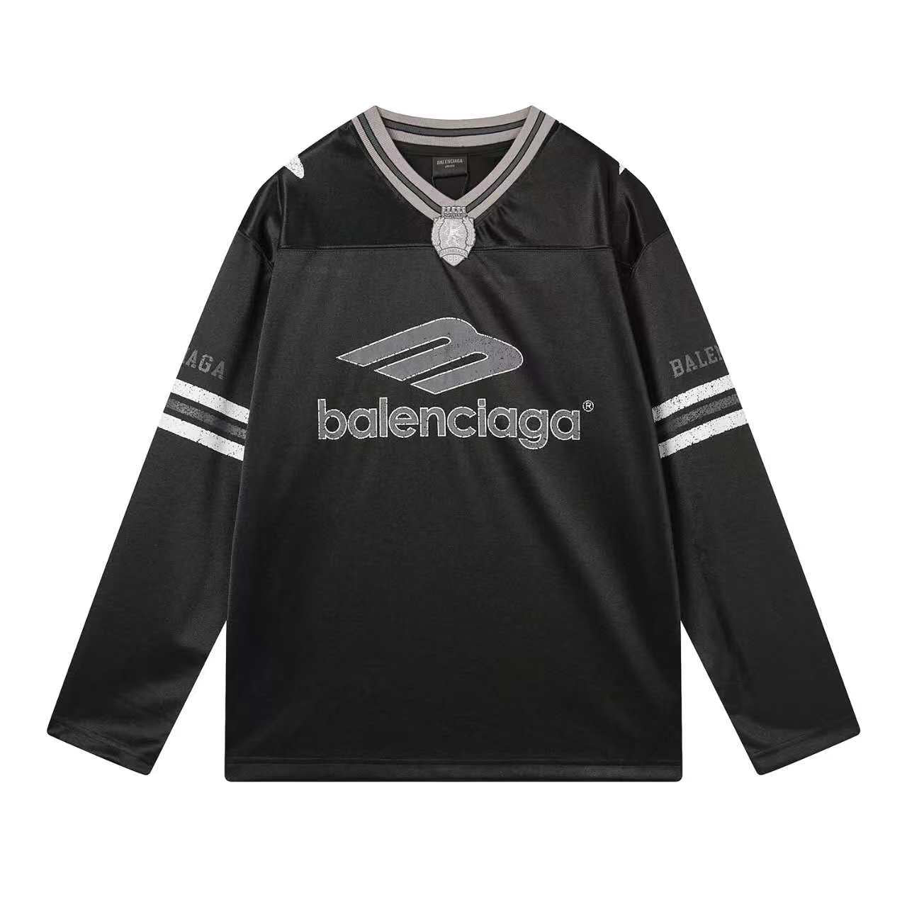 260113 New high-quality heavy-duty V-neck direct-injection printed long-sleeve shirt