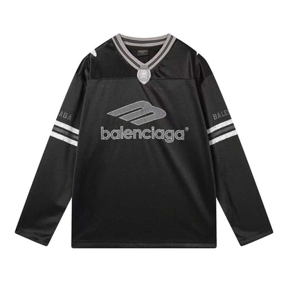 260113 New high-quality heavy-duty V-neck direct-injection printed long-sleeve shirt