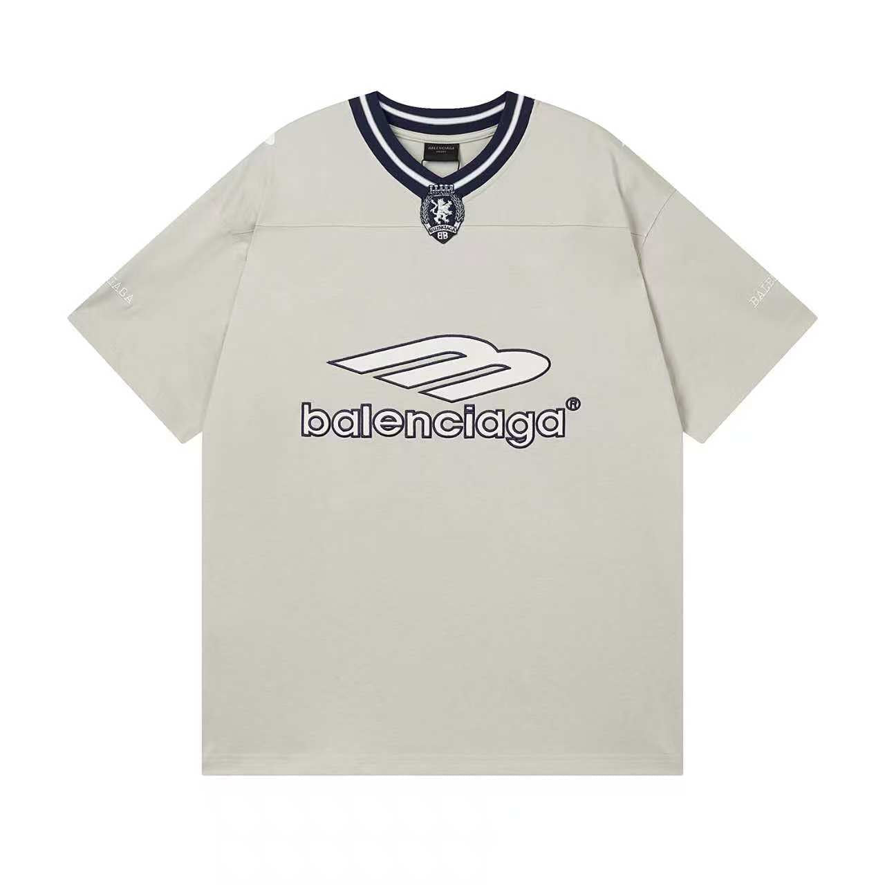 260113 New high-quality heavy-duty V-neck embroidered print T-shirt