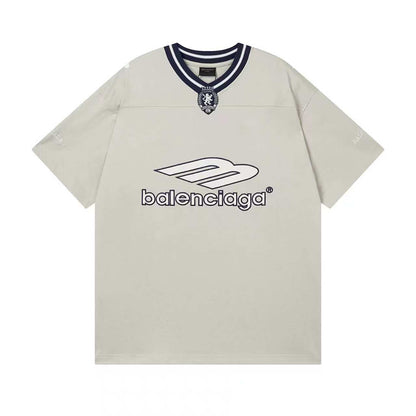 260113 New high-quality heavy-duty V-neck embroidered print T-shirt