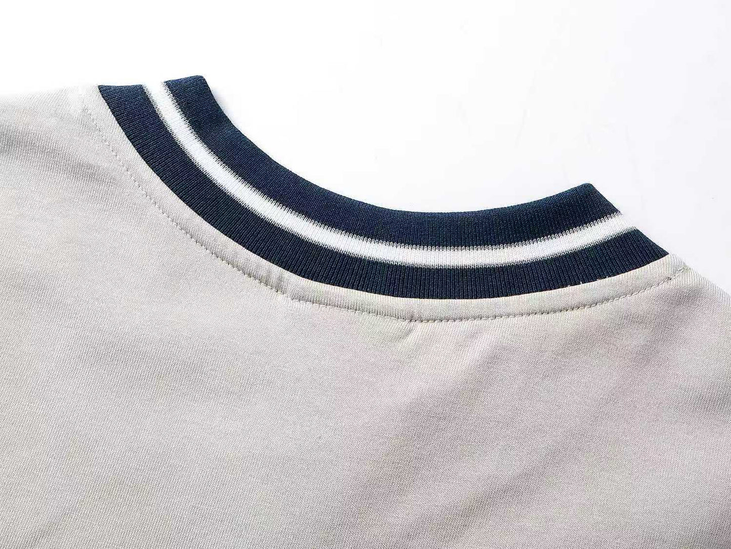 260113 New high-quality heavy-duty V-neck embroidered print T-shirt