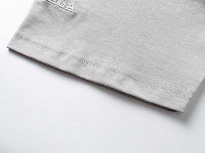 260113 New high-quality heavy-duty V-neck embroidered print T-shirt