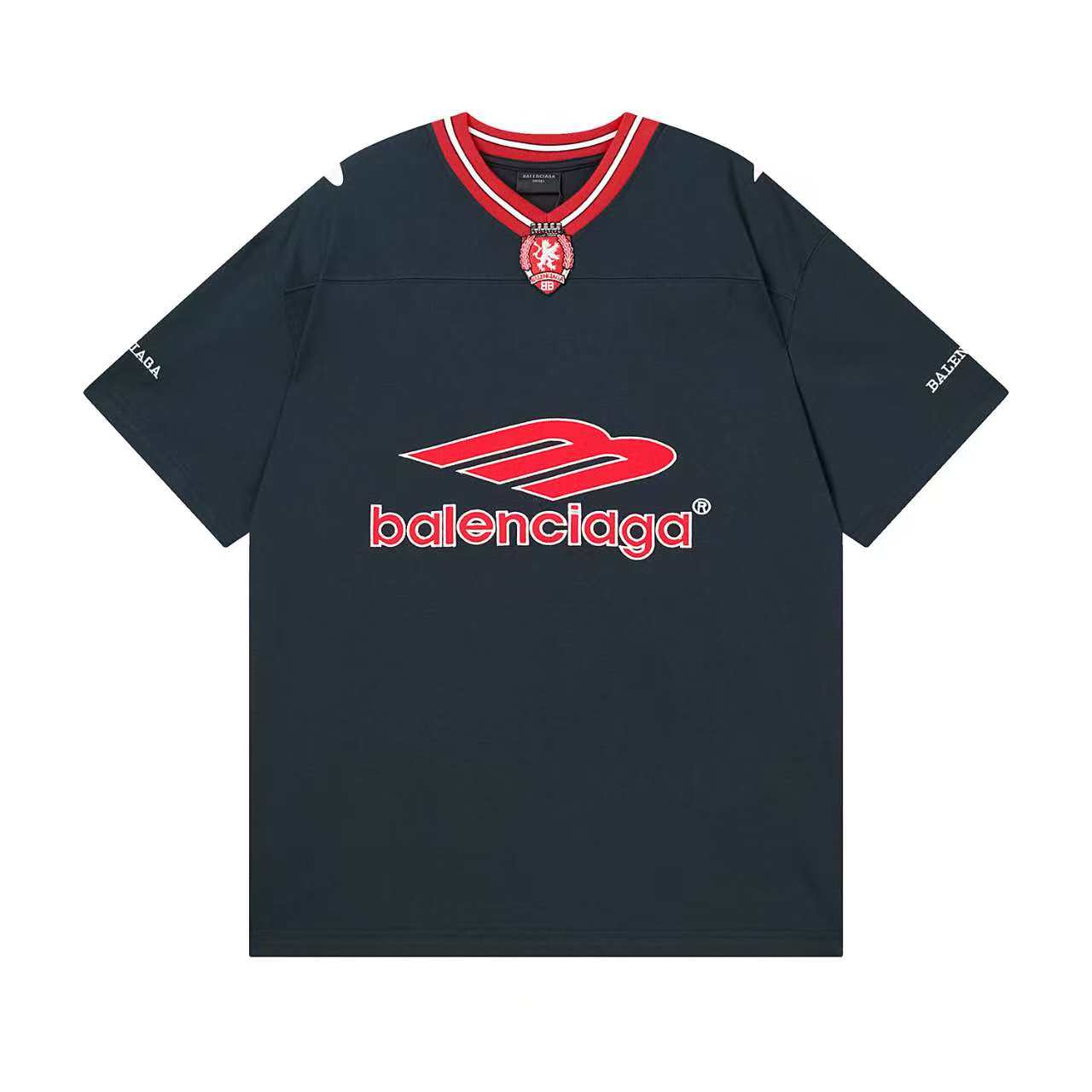 260113 New high-quality heavy-duty V-neck embroidered print T-shirt