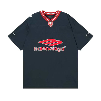 260113 New high-quality heavy-duty V-neck embroidered print T-shirt