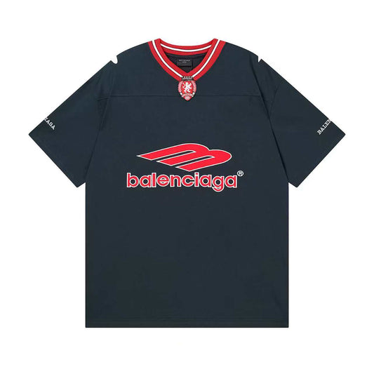 260113 New high-quality heavy-duty V-neck embroidered print T-shirt