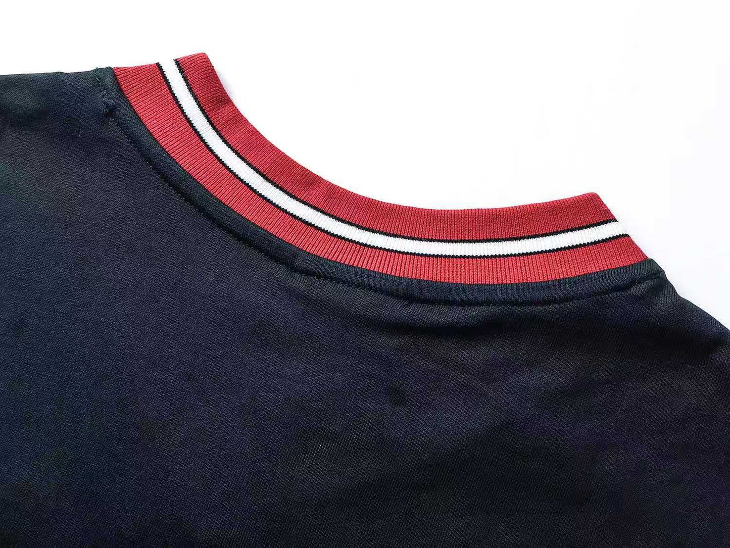 260113 New high-quality heavy-duty V-neck embroidered print T-shirt