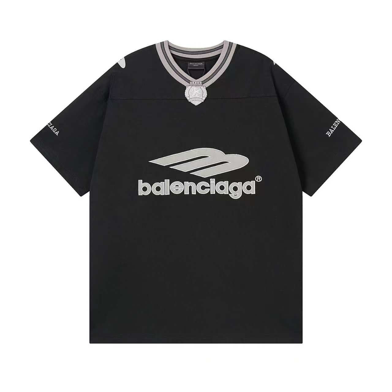 260113 New high-quality heavy-duty V-neck embroidered print T-shirt