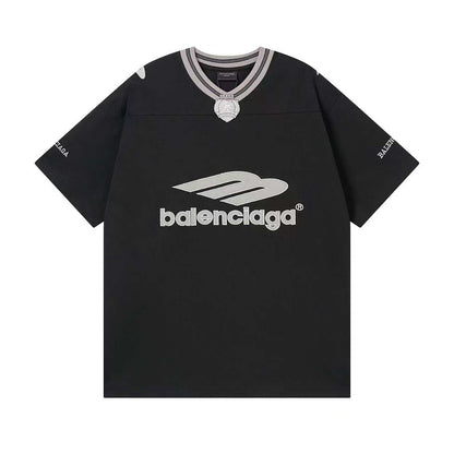 260113 New high-quality heavy-duty V-neck embroidered print T-shirt