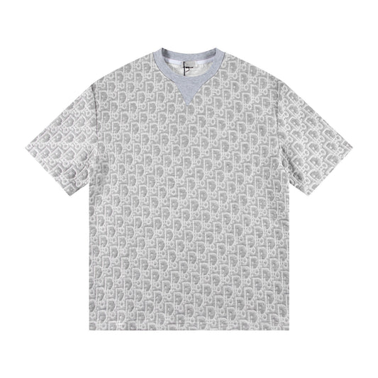 260113 New high-quality custom fabric towel-printed jacquard t-shirt