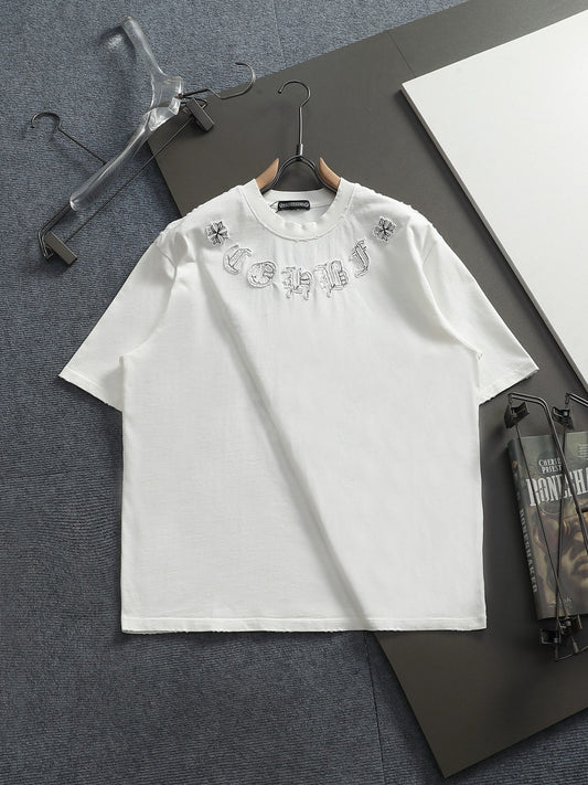 260113 New high-quality classic patchwork embroidered T-shirt