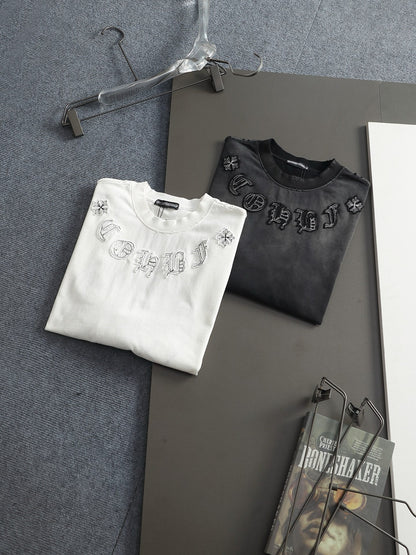 260113 New high-quality classic patchwork embroidered T-shirt