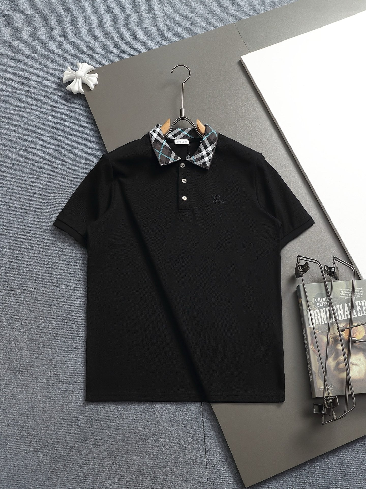 260113 New high-quality classic check-patterned woven collar polo