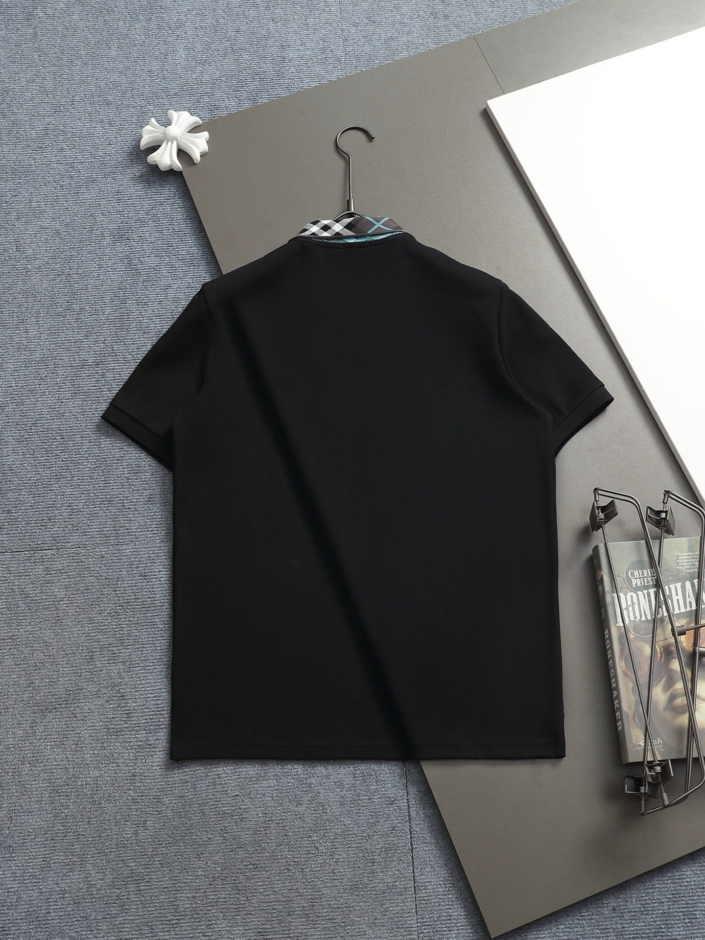 260113 New high-quality classic check-patterned woven collar polo