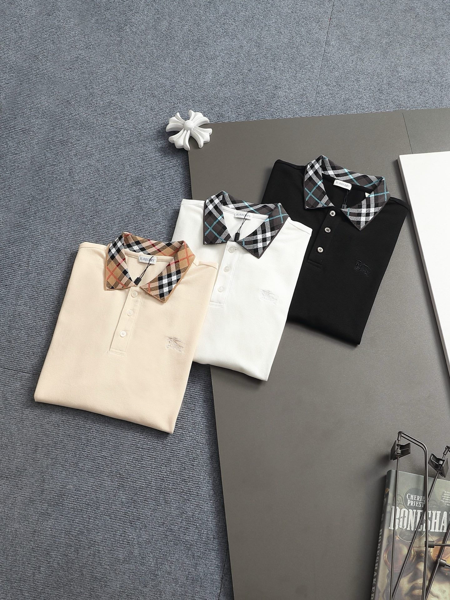 260113 New high-quality classic check-patterned woven collar polo